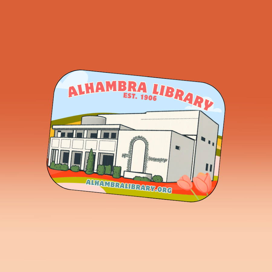 Alhambra Library library card.