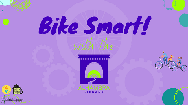 bike smart with the alhambra library purple background