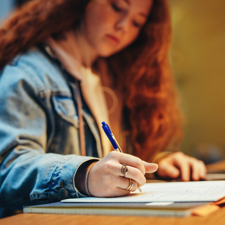 Student doing homework.