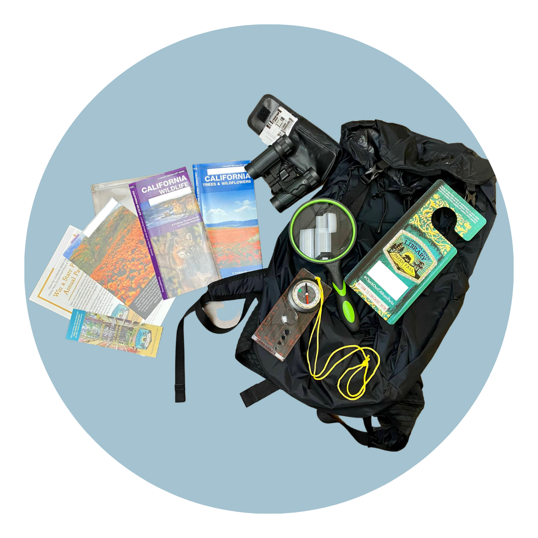 explorer backpack with contents