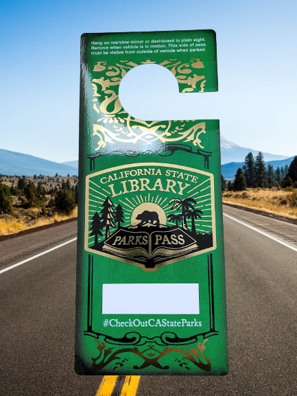 california library parks pass with highway behind it