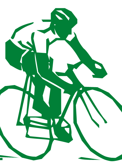 drawing of a person on road bicycle with helmet