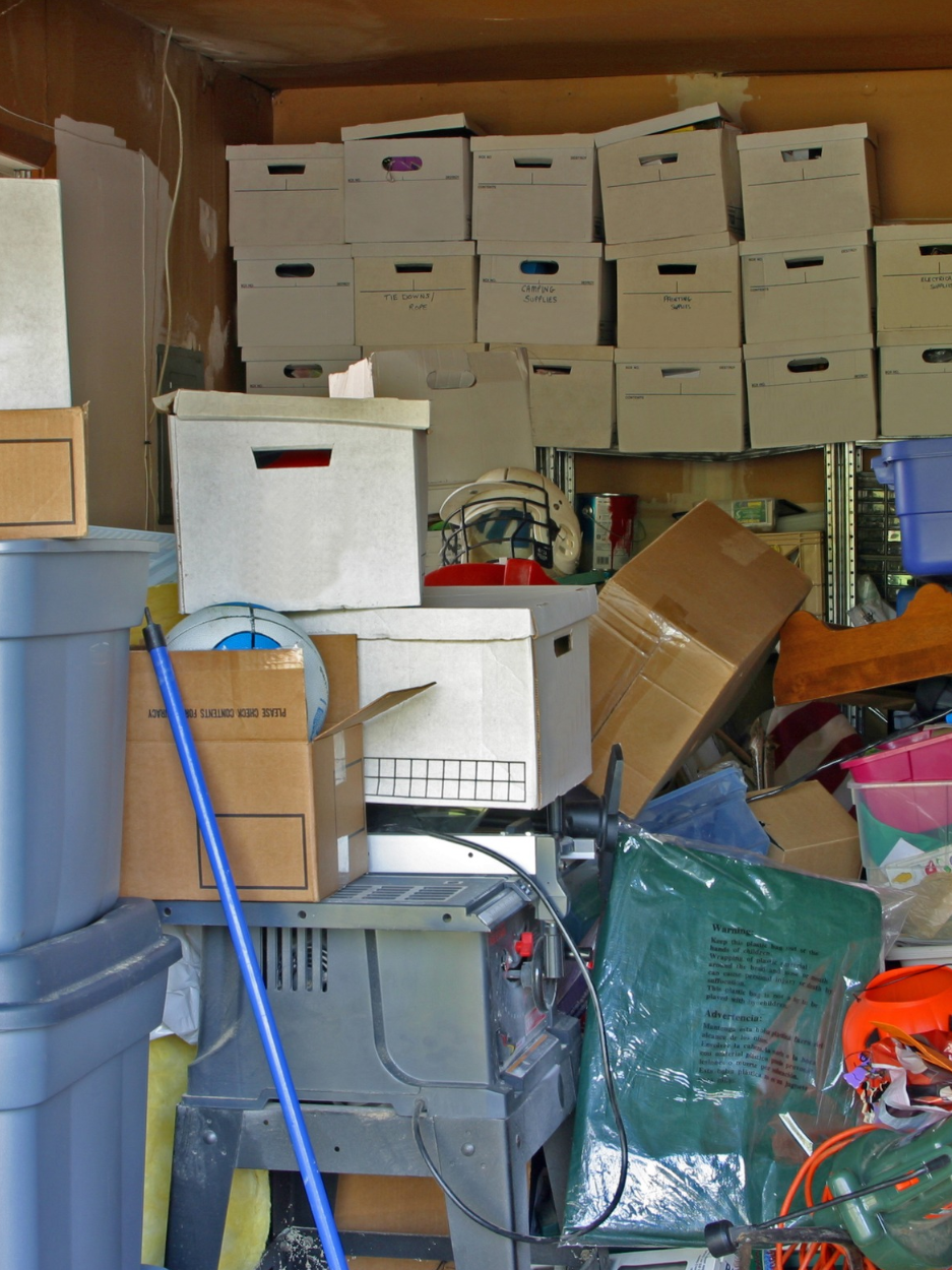 Stacks of boxes in storage.