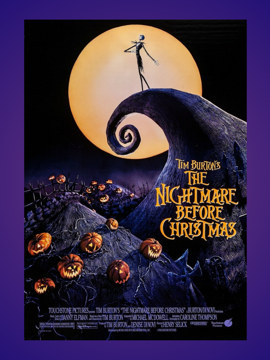 Movie poster for The Nightmare Before Christmas.