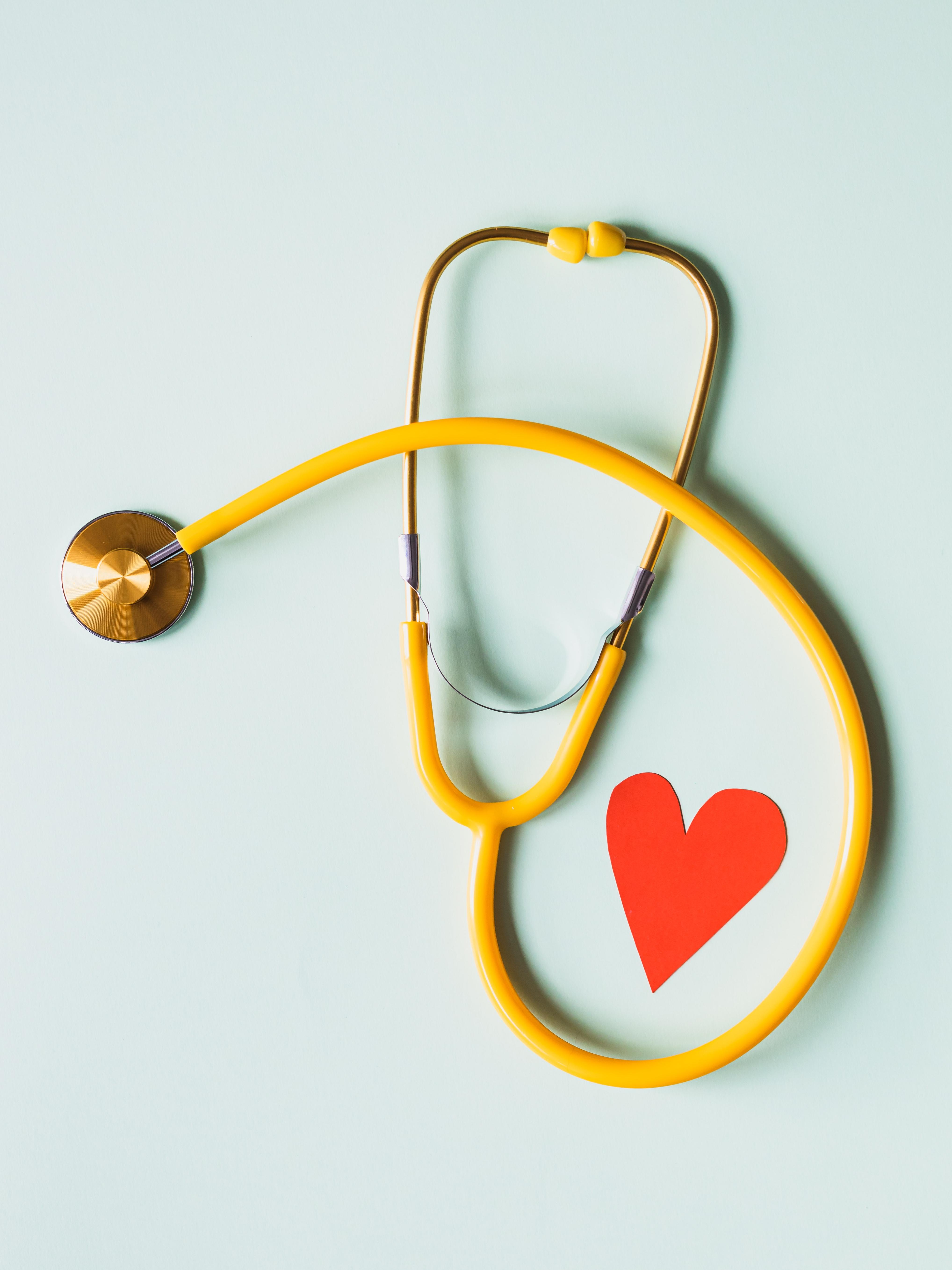 photo of a stethoscope and red heart