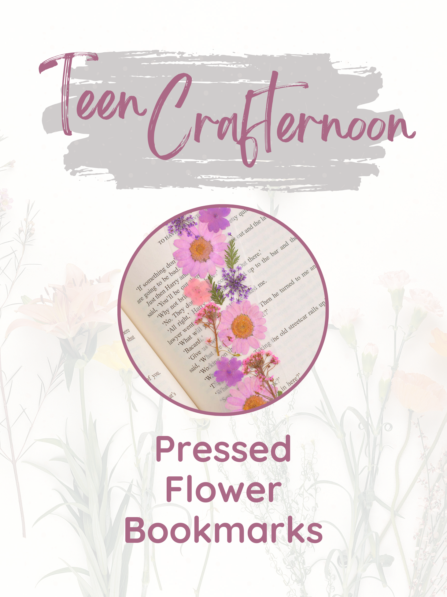 teen crafternoon pressed flower bookmarks